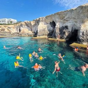 Swimming at the sea caves