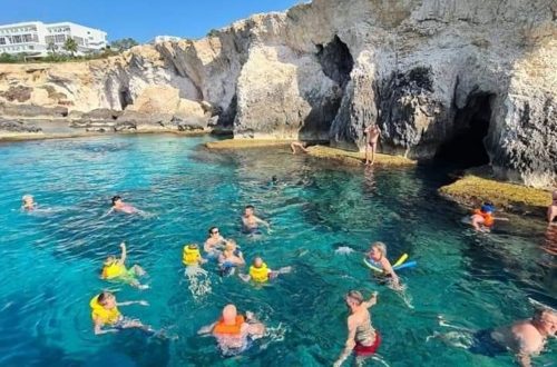 Swimming at the sea caves